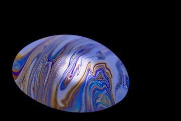 Multicolor abstract cold alien planet with an atmosphere in universe. Closeup soap bubble - 527902703