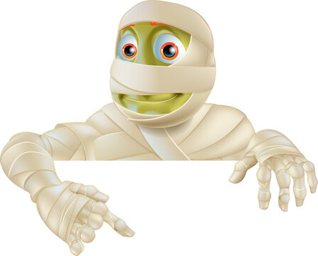 Halloween Mummy Pointing Down