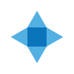 Geometry net of square-based pyramid. 3d solid shape in mathematics