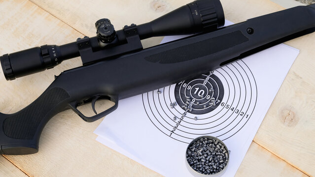 target, airgun and pellets for shooting