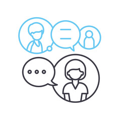 group discussion line icon, outline symbol, vector illustration, concept sign