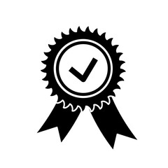 Approved or certified medal icon in a flat design. Rosette icon. Award vector