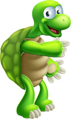 Obraz premium Cartoon Tortoise or Turtle pointing