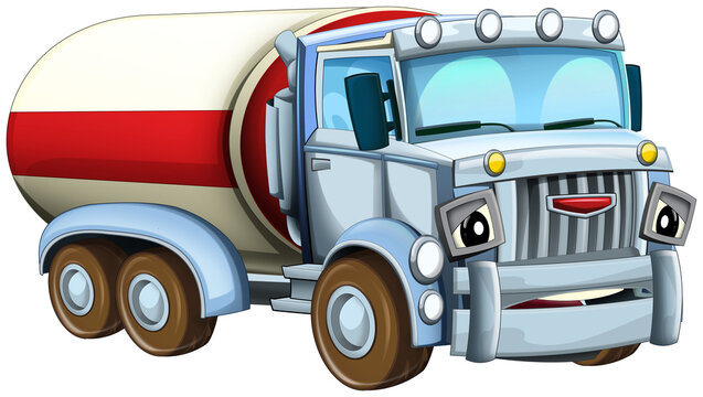 cartoon industry truck cistern isolated illustration for children
