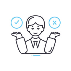 hesitate line icon, outline symbol, vector illustration, concept sign