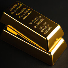 3d illustration of gold bars on the table.