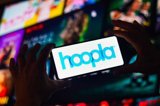 September 2, 2022, Brazil. In this photo illustration, the Hoopla logo is displayed on a smartphone screen.