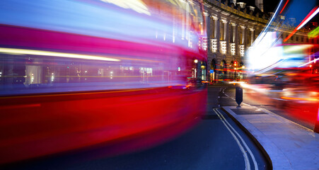 Fototapeta na wymiar art night city traffic on the Piccadilly Circus in London