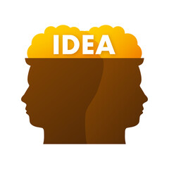 Head silhouette idea lamp in abstract style. Bulb light vector icon. Technology abstract.