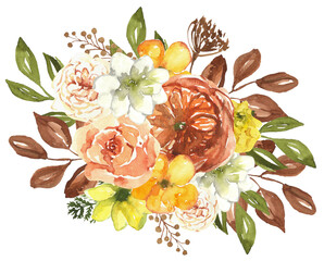 watercolor bouquet of flowers autumn