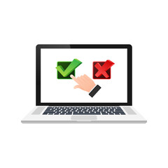 Yes and No button with hands. Feedback concept. Positive feedback concept. Choice button icon. Vector stock illustration.