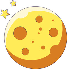 Halloween concept. Vivid cartoon illustration of Stars and Moon for sites, stores, articles, books, games, apps. Vibrant detailed image