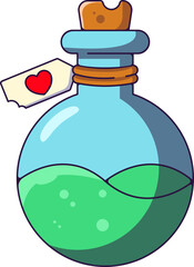 Halloween concept. Vivid cartoon illustration of potion in bulb for sites, stores, articles, books, games, apps. Vibrant detailed image