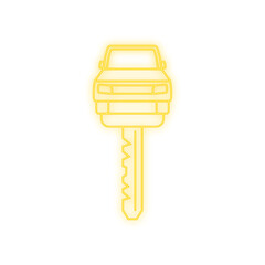 Car Key and of the alarm system neon style. Vector illustration.