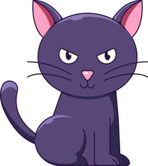 Halloween concept. Vivid cartoon illustration of spooky black cat for sites, stores, articles, books, games, apps. Vibrant detailed image