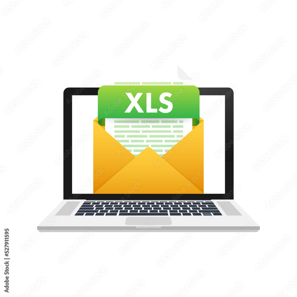 Wall mural Download XLS button. Downloading document concept. File with XLS label and down arrow sign. Vector illustration.