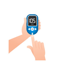 Blood glucose meter level test. Diabetes glucometer. Abstract concept graphic web banner element. Vector illustration. - obrazy, fototapety, plakaty