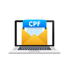 CPF file download flat icon. Vector flat illustration. Outline icon design. Isolated vector design.