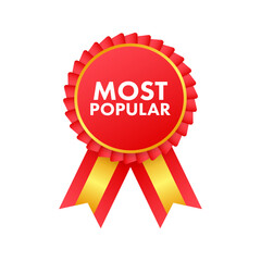 Most popular badge, ribbon isolated on white background, sticker, label. Vector illustration. © DG-Studio