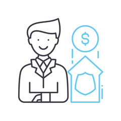 insuarance broker line icon, outline symbol, vector illustration, concept sign
