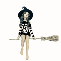 sweet witch floating and laughing out loud