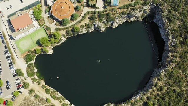 Aerial view of Zmajevo oko lake in Rogoznica, Croatia