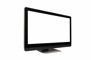 Mono block computer monitor with blank screen isolated on white background
