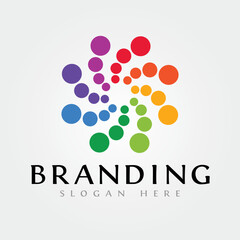 Multicolored logo vector design with circle elements.