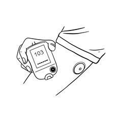 Blood glucose meter without puncture. Health care concept. Vector illustration. - obrazy, fototapety, plakaty