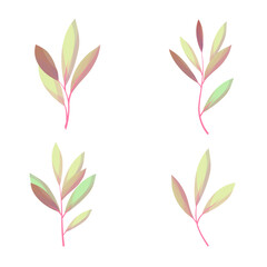 Watercolor drawing with leaves arranged in a circle for text. Vector illustration