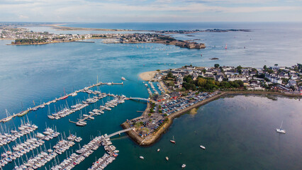 Aerial view of the citadel of Port-Louis in Morbihan, France, modified by Vauban in the 17th...
