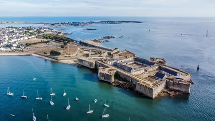 Foto op Canvas Aerial view of the citadel of Port-Louis in Morbihan, France, modified by Vauban in the 17th century to protect the port of Lorient in the south of Brittany © Alexandre ROSA