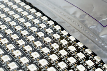 RGB LED matrix - macro photo.