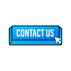 Contact us sign. Contact us blue sticker on white baclground.