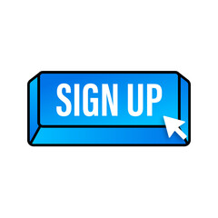 Blue sign up button in modern style. Business vector icon. Arrow icon.
