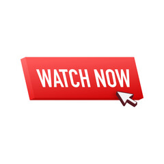 Watch now button in flat style on white background. Isolated vector illustration. Flat vector illustration.