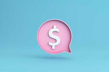 money icon on blue blackground. 3d illustration