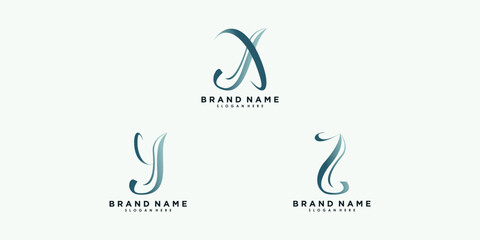 set of letter x y z logo design with concept creative premium vector