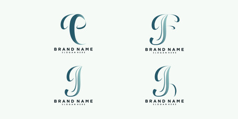 set of letter e f g h logo design with concept creative premium vector