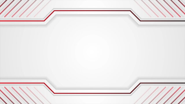 Grey tech geometric background with red lines