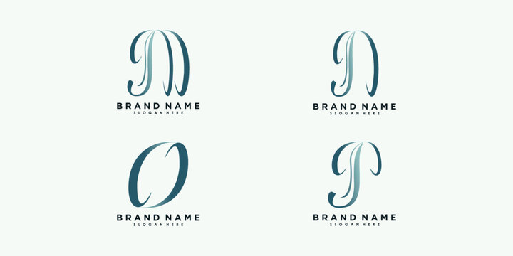 set of letter m n o p logo design with concept creative premium vector