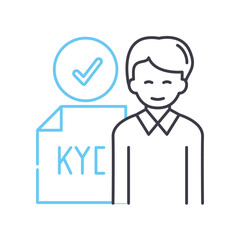 KYC (know your customer) line icon, outline symbol, vector illustration, concept sign