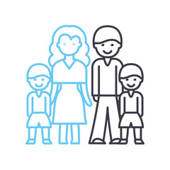 large family line icon, outline symbol, vector illustration, concept sign