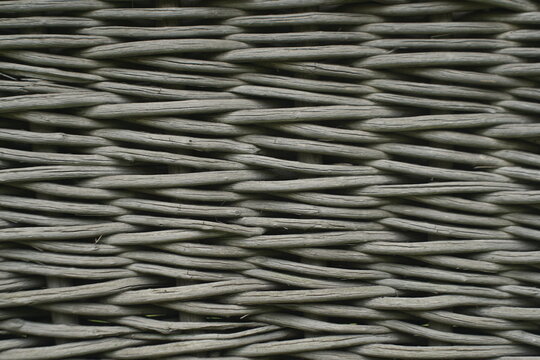 Woven Wooden Fence Made Of Thin Old Branches