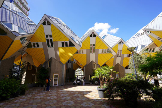 Cube Houses, a set of innovative houses designed by architect Piet Blom, Rotterdam, Netherlands
