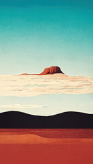 Fototapeta na wymiar Abstract art of Australia landscape watercolor style, Desert nature background. 3D illustration.