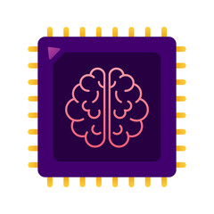 Brain. Digital brain in hand. Neural network. IQ testing. Brainstorm think idea. Vector stock illustration.