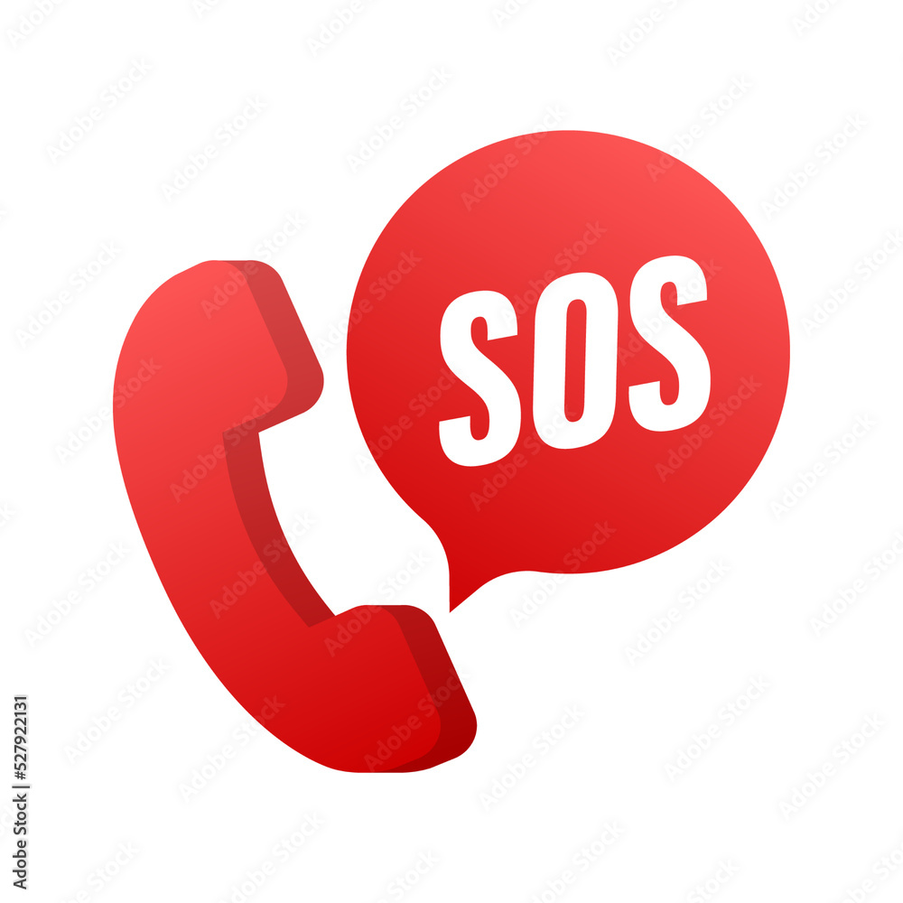 Wall mural SOS emergency call. 911 calling. A cry for help. Vector stock illustration.