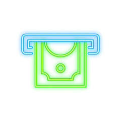 Money, finance and payments. Set outline web icon. Neon style. Vector illustration.