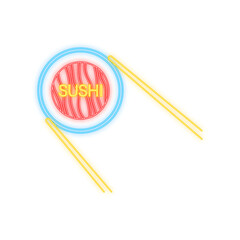 Sushi roll. Glowing japanese food. Restaurant, Japanese cuisine. Vector stock illustration.